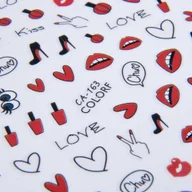 Ozdoby do paznokci - Naklejki do paznokci cienkie samoprzylepne walentynkowe Nr CA-163 - miniaturka - grafika 1