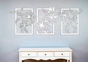 Dekoracje domu - Dekoracyjny Tryptyk Ażurowy, Kwiaty, Lilie,  Dekoracja Ścienna 3D, Ornament, 60 X 160 Cm, Biały - miniaturka - grafika 1