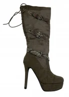 Kozaki damskie - Beżowe kozaki na obcasie TwoLips 36 - miniaturka - grafika 1