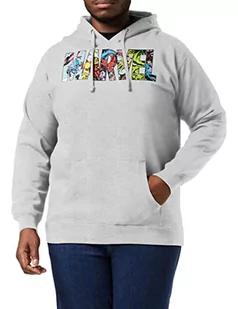 Marvel Męska bluza z kapturem z logo, Szary (szary Marl Spo), L - Bluzy męskie - miniaturka - grafika 1