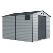 Altany ogrodowe - Domek Narzędziowy 277x323cm MONTREAL Light Grey metalowa konstrukcja, nowoczesny z oknami, na rower, na narzędzia, pojemny Szopa Ogrodowa Hardmaister - miniaturka - grafika 1