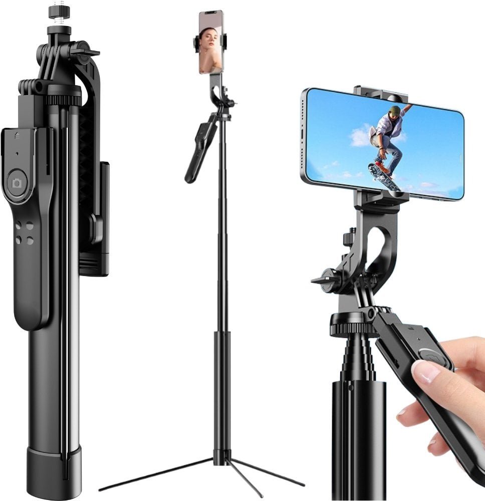Kijek do selfie stick uchwyt na telefon tripod statyw pilot bluetooth 178cm