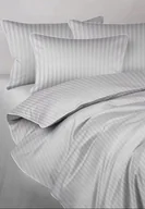 Pościel - Pościel adamaszek jasny szary z białą lamówką 140x200 MARO HOME - miniaturka - grafika 1