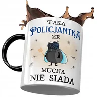Kubki - Kubek Czarny Policjantki Taka że Mucha nie Siada z Nadrukiem ze Zdjęciem + Opakowanie na prezent (wzór 03) - miniaturka - grafika 1