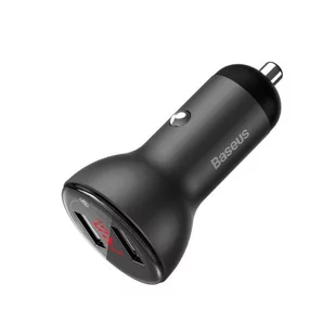 Baseus ładowarka samochodowa 2x USB 45 W 5 A Quick Charge 3.0 Huawei SCP z ekranem LCD szary (CCBX-B0G) - Ładowarki samochodowe - miniaturka - grafika 5