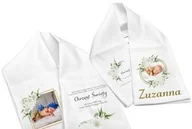 Ubranka do chrztu - Szatka na chrzest SZAL ze zdjęciem maluszka do chrztu BIAŁY JAŚMIN - miniaturka - grafika 1