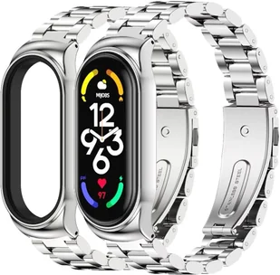 ETUI DO ZEGARKA XIAOMI MI BAND 3/4/5/6 SREBRNE Z BRANSOLETĄ STAL NIERDZEWNA - Akcesoria do smartwatchy - miniaturka - grafika 1
