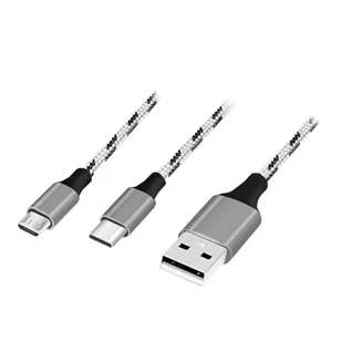 Kabel USB2.0 A/M do micro USB + USB-C, 1.2m - Kable USB - miniaturka - grafika 1