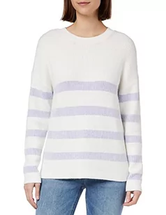 Vila Women's VIRIL Stripe L/S Knit TOP-NOOS kurtka dzianinowa, White Alyssum/Stripes:Sweet Lavender, XXL, White Alyssum/Stripes:sweet Lavender, XXL - Kurtki damskie - miniaturka - grafika 1