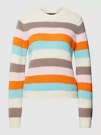 Swetry damskie - Sweter z dzianiny ze wzorem w paski model ‘NATASHA’ - miniaturka - grafika 1