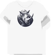 Koszulki i topy damskie - Koszulka damska biała z nadrukiem egzotycznego szarorogiego nosorożca XXL - miniaturka - grafika 1