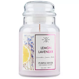 Świece - Purple River sojowa naturalna świeca zapachowa w szkle 22 oz 623 g - Lemon Lavender - grafika 1