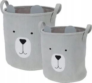 Home Styling Collection Kosze na zabawki CUTIE z uszkami, sztruksowe, 2 sztuki - Pojemniki na zabawki - miniaturka - grafika 1