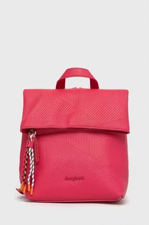 Torebki damskie - Desigual plecak damski kolor różowy duży gładki - grafika 1