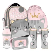 Bidony dla dzieci - Zestaw szkolny 5-elementowy Kotek Paso plecak worek piórnik bidon śniadaniówka - miniaturka - grafika 1