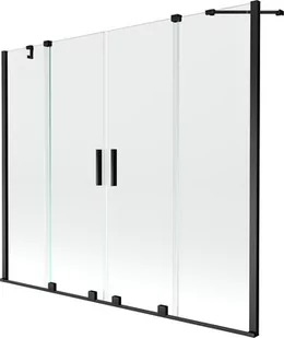 Mexen Velar Duo parawan nawannowy 2-skrzydłowy przesuwny 180 x 150 cm, transparent, czarny - 896-180-000-02-70 - Parawany nawannowe - miniaturka - grafika 1