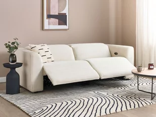 Sofa z elektryczną funkcją relaksu z ładowarką sztruksowa beżowa ULVEN - Sofy i kanapy - miniaturka - grafika 5