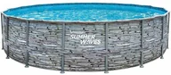 Zabawki i gry sportowe - Summer Waves Elitarny basen z ramkami Okrągły basen naziemny Kompletny zestaw Wygląd kamienia 549x132 cm - miniaturka - grafika 1