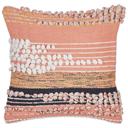 Poduszki dekoracyjne - Bawełniana poduszka ze wzorem w paski 45 x 45 cm pomarańczowa DEUTZIA Lumarko - miniaturka - grafika 1