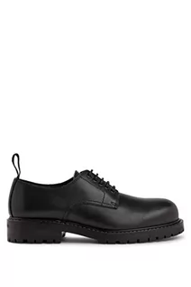 Półbuty męskie - HUGO Męskie buty sznurowane Newron Derb ze skóry z profilowanymi podeszwami z gumy, czarny (Black1), 45 EU - grafika 1