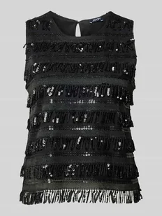 Top bluzkowy o kroju regular fit z cekinowym obszyciem model ‘Trisha’ - Bluzki damskie - miniaturka - grafika 1