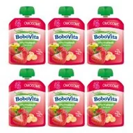 Desery dla dzieci - BoboVita Mus jabłka i truskawki z bananem po 6 miesiącu Zestaw 6 x 80 g - miniaturka - grafika 1
