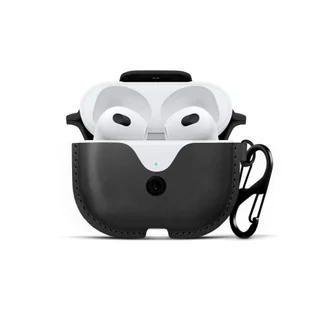 Twelve South AirSnap - skórzane etui ochronne do Apple Airpods (3. Gen), (black) - Akcesoria do słuchawek - miniaturka - grafika 1