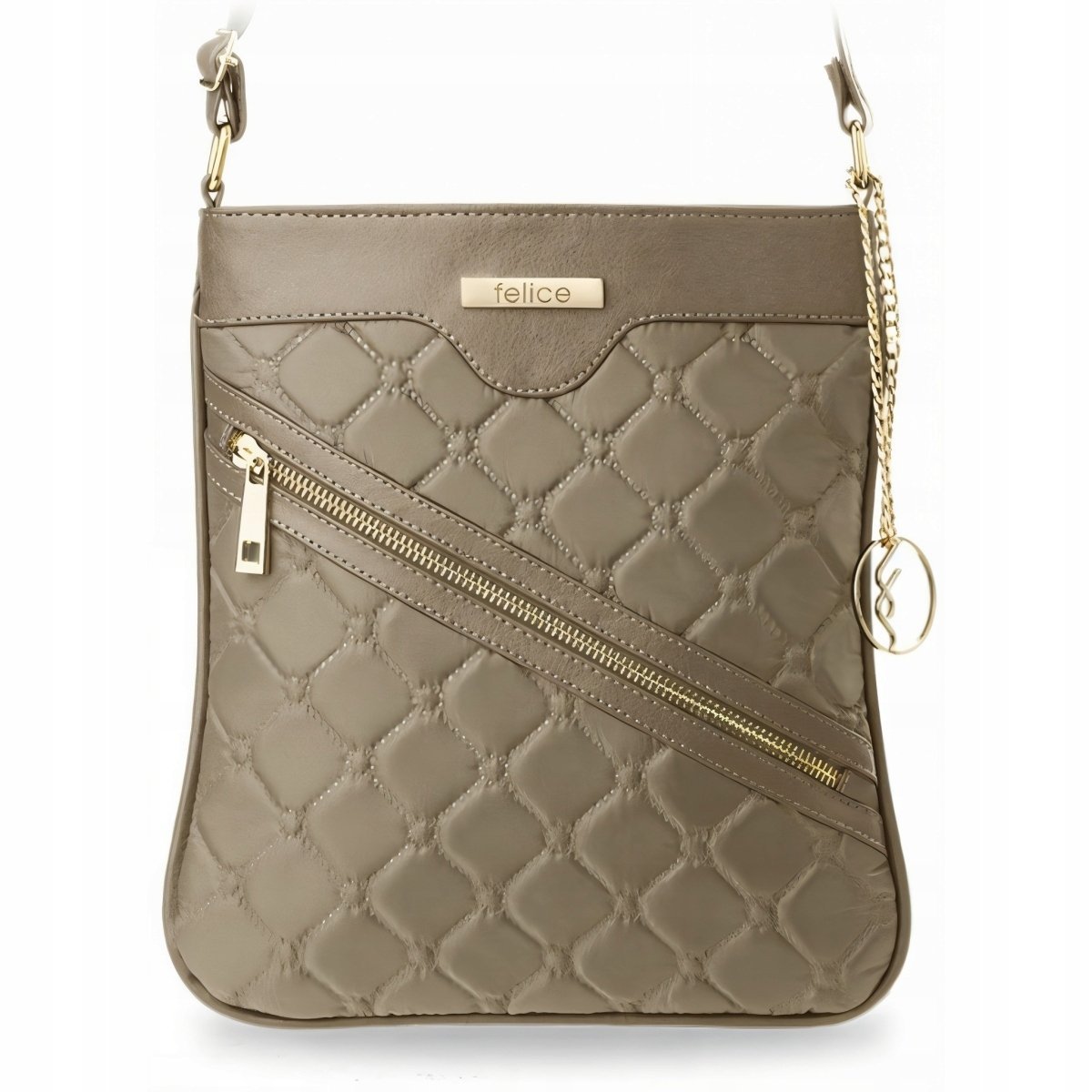 Listonoszka Damska Torebka Pikowana Beżowy Torba Crossbody Raportówka