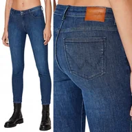 Spodnie damskie - Wrangler SKINNY Good Life INDIGOOD RURKI CIEMNY DżINS W27 L32 - miniaturka - grafika 1