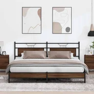 Łóżka - vidaXL Metalowa rama łóżka, bez materaca, brązowy dąb, 193x203 cm - miniaturka - grafika 1