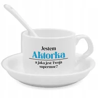 Gadżety dla niej i dla niego - Zestaw Filiżanka Łyżeczka Podstawka JESTEM AKTORKĄ Na Prezent Wzory - miniaturka - grafika 1