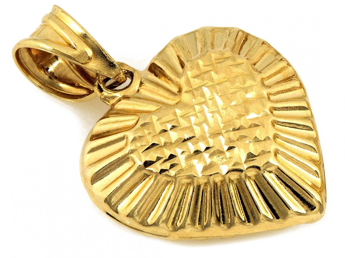 Zawieszka złote serce dmuchane frezowane