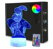 Wyposażenie pokoiku dziecięcego - Lampka nocna 3D LED SPIDER-MAN USB + PILOT RGB - miniaturka - grafika 1