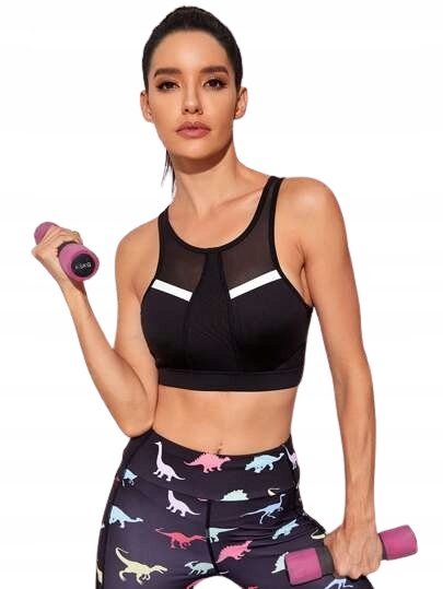 SHEIN BIUSTONOSZ SPORTOWY GŁADKI CZARNY 38 V3M