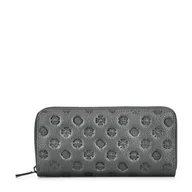 Portfele - Duży damski portfel skórzany z tłoczeniem srebrny - miniaturka - grafika 1