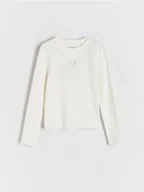 Bluzki dla dziewczynek - Reserved - Koszulka z aplikacją - złamana biel - miniaturka - grafika 1