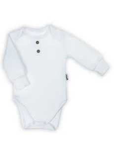 Niemowlęce body polo z długim rękawem białe Nicol,r.68 - Body dla niemowląt - miniaturka - grafika 1
