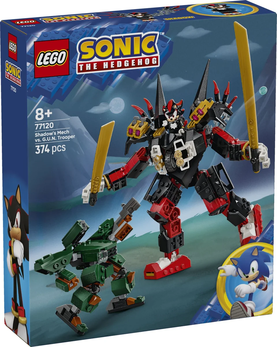 LEGO Sonic the Hedgehog™, klocki, Shadow i jego mech kontra G.U.N. Trooper, 77120