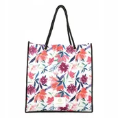 Torby i wózki na zakupy - Torba Torebka Damska Na Zakupy MONNARI Duża Pojemna A4 w Kwiaty Biała - miniaturka - grafika 1