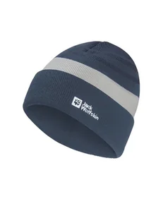 Jack Wolfskin Czapka beanie "Stripy" w kolorze szaro-granatowym - Czapki damskie - miniaturka - grafika 1