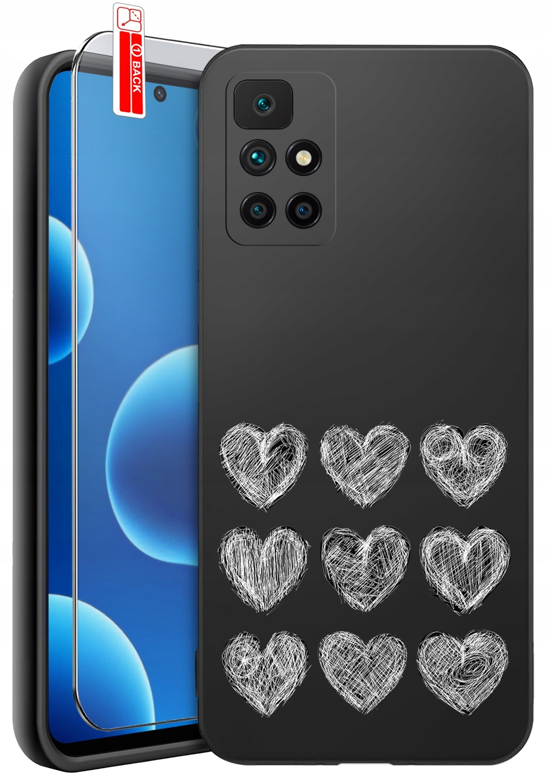 krainaGSM Etui Do Xiaomi Redmi 10 Wzory Silikonowe Matt Case + Szkło 9H