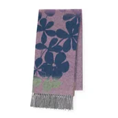 Apaszki i szaliki męskie - Damski szal w kwiatowy motyw fioletowo - granatowy - miniaturka - grafika 1