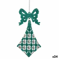 Ozdoby bożonarodzeniowe - Ozdoby świąteczne kokardki romby zielone plastikowe błyszczące 7,5 x 1 x 15,5 cm (24 szt.) - miniaturka - grafika 1