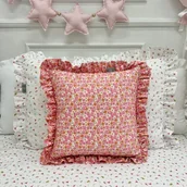 Kołdry i poduszki dla dzieci - Poduszka z falbanką tęcza różowa - miniaturka - grafika 1