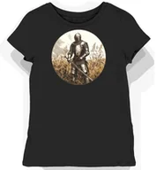 Koszulki i topy damskie - Koszulka damska czarna z motywem rycerskim w srebrnej zbroi L - miniaturka - grafika 1