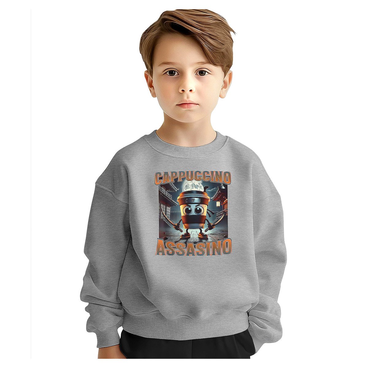 BLUZA DZIECIĘCA BRAINROT CAPPUCCINO ASSASSINO 122-128 DLA CHŁOPCA