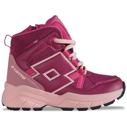 Lotto VORIX TEX K Unisex Kids półdługie kozaki, DK.RED/PINK, 25 EU, Dk Red Pink, 25 EU