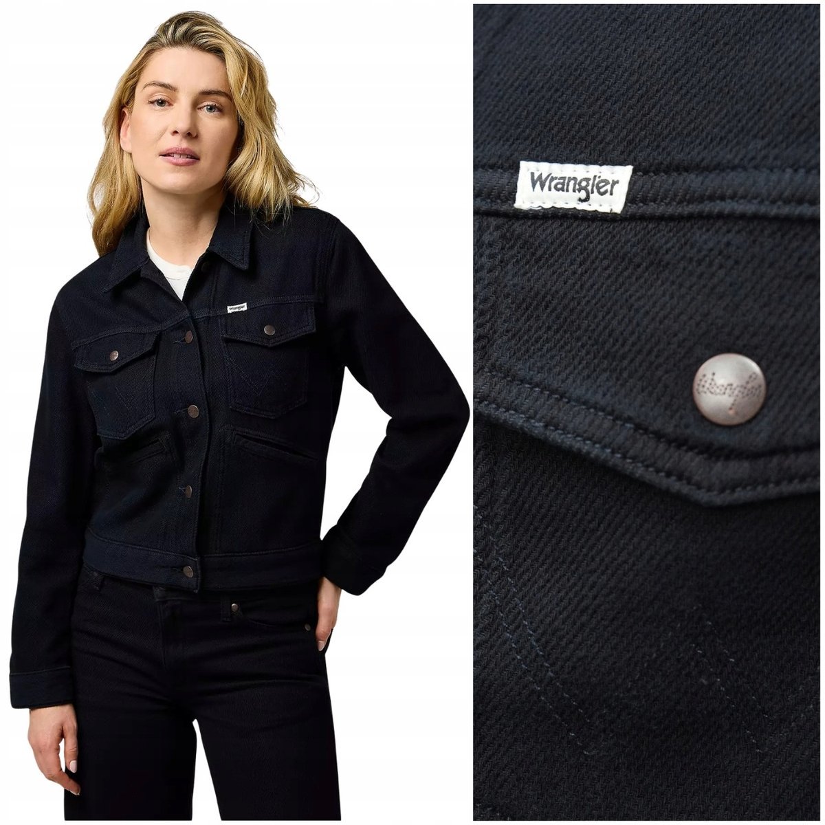 Wrangler Heritage Jacket Cobalt czarna damska kurtka katana jeansowa L