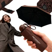 Parasole - Parasolka składana podróżny parasol mini do torebki kieszonkowy Peterson brązowa - miniaturka - grafika 1