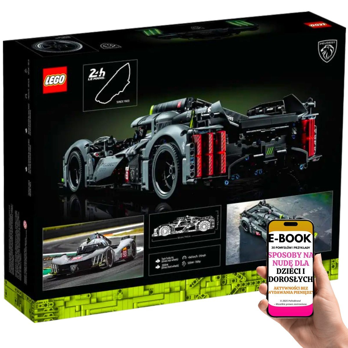 LEGO PREZENT URODZINOWY AUTO LEGO Technic PEUGEOT 9X8 HYBRID V6 Na Święta Urodziny + EBOOK-3